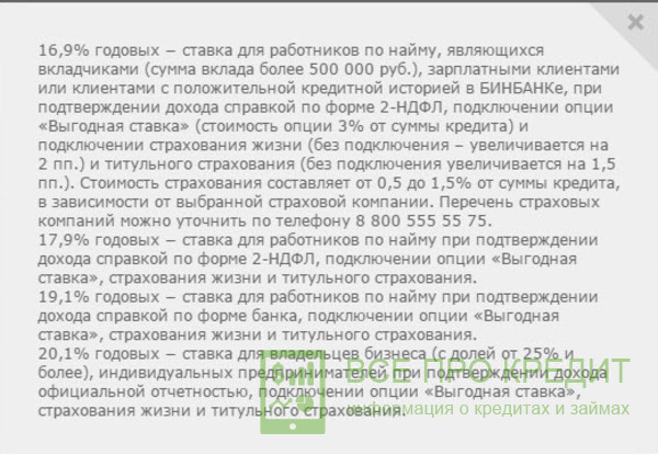 Бинбанк условия